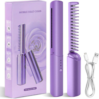 Portable Mini Hair Straightener -Cordless Rechargeable, Adjustable Hair Straightener