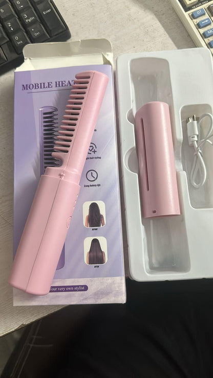 Portable Mini Hair Straightener -Cordless Rechargeable, Adjustable Hair Straightener